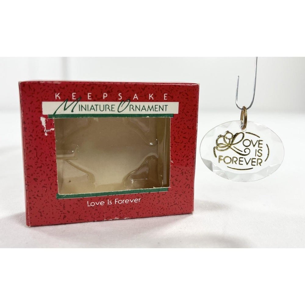 Vintage 1988 Hallmark Love Is Forever Miniature Ornament Acrylic Oval QXM5774